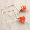 Carnelian Gold Square Hoops
