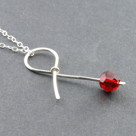 Red Ribbon Necklace . HOPE