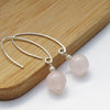 rose quartz silver elongated earrings