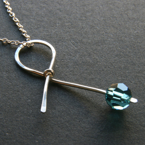 Teal Ribbon Necklace . HOPE