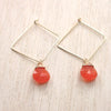 Carnelian Gold Square Hoops