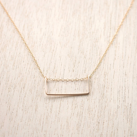 Rectangle Gold Bar Necklace - 1 inch