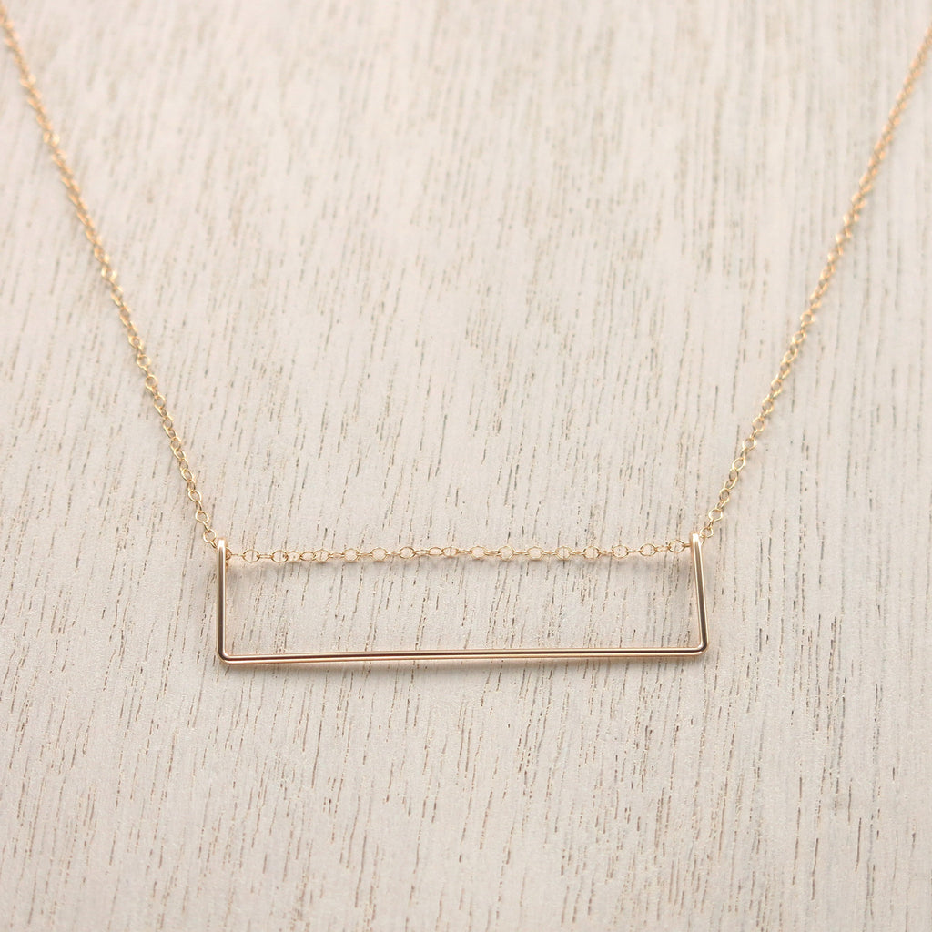 Rectangle Gold Bar Necklace - 2 inch