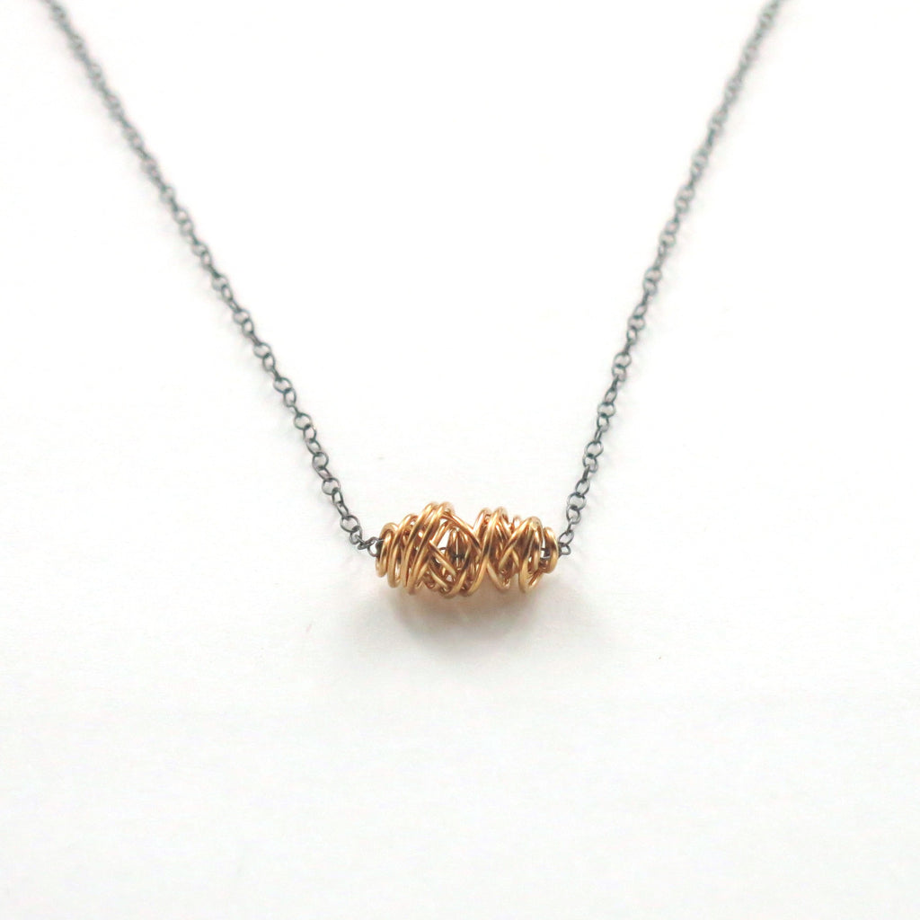 SIMPLI . Mixed Metal Tiny Necklace (gold on black)