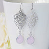 pink silver earrings wedding bridal jewelry