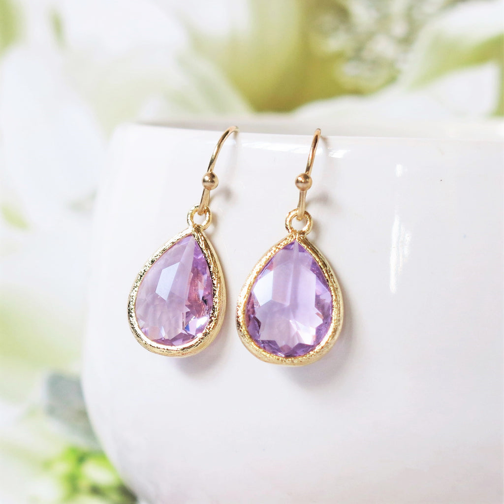 Lavender Gold Drop Earrings #2
