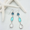 Silver Long Earrings - drops of blue