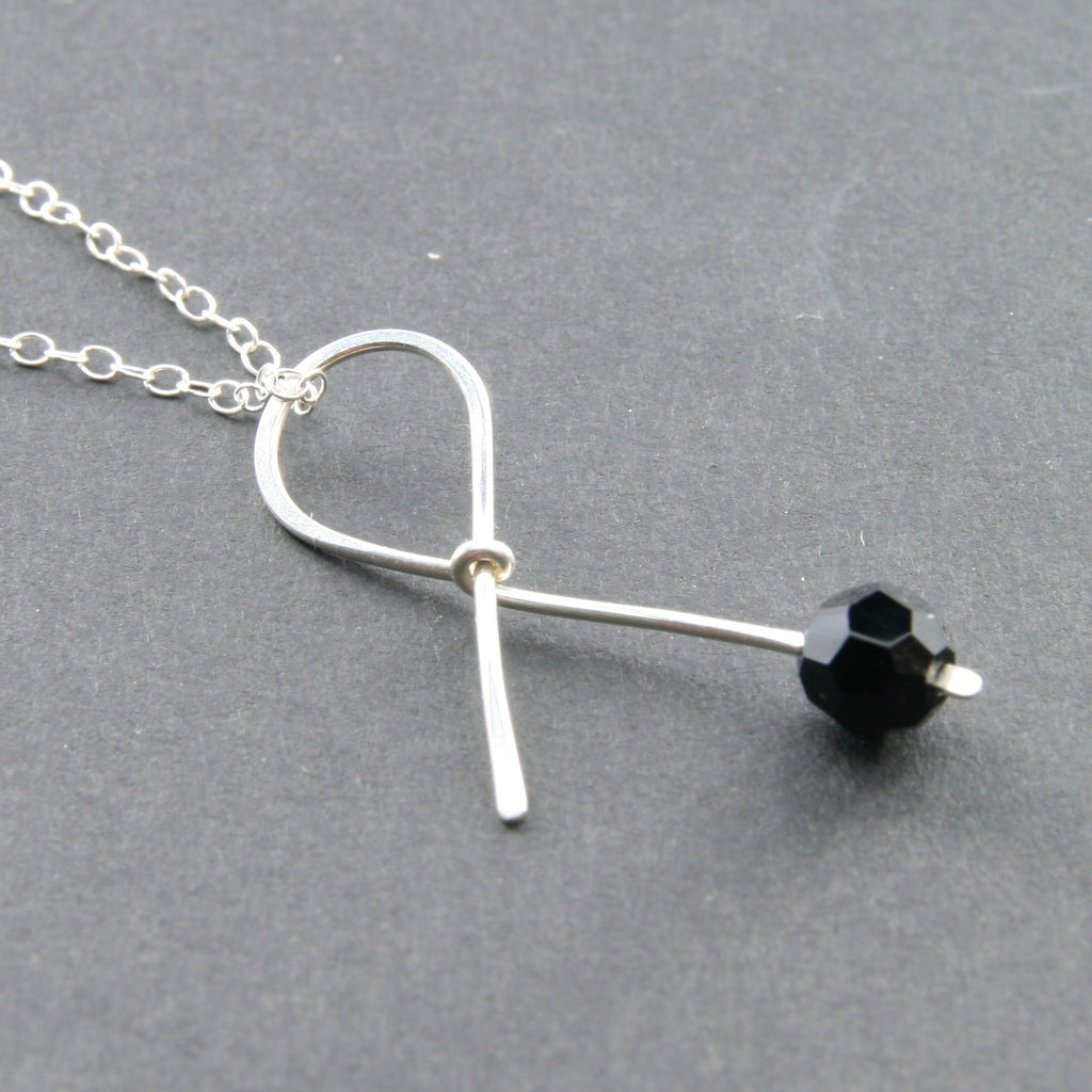 black ribbon necklace gift for survivor patient