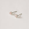 rose quartz silver ear studs