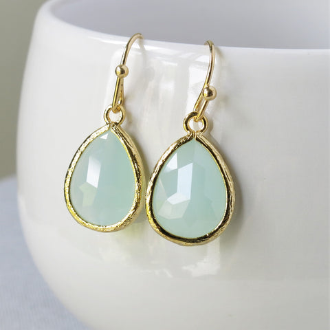 Misty Blue Gold Drop Earrings #2