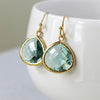 green earrings prasiolite gold earrings