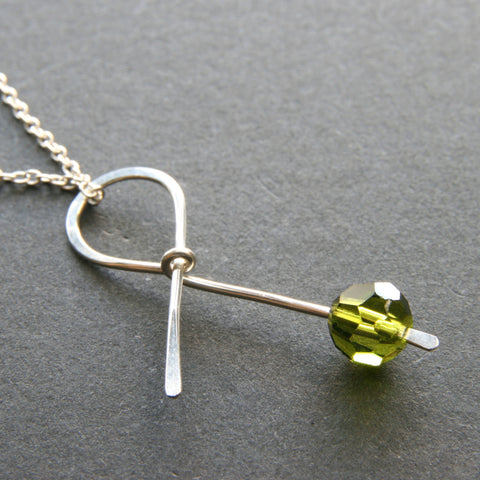 Green Ribbon Necklace . HOPE