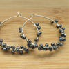 hermatite wrapped silver hoop earrings