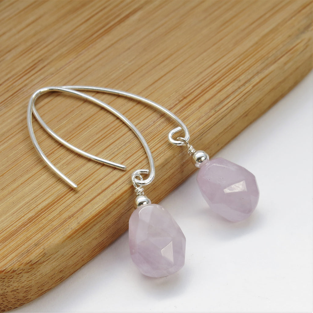 lavender amethyst silver elongated earrings
