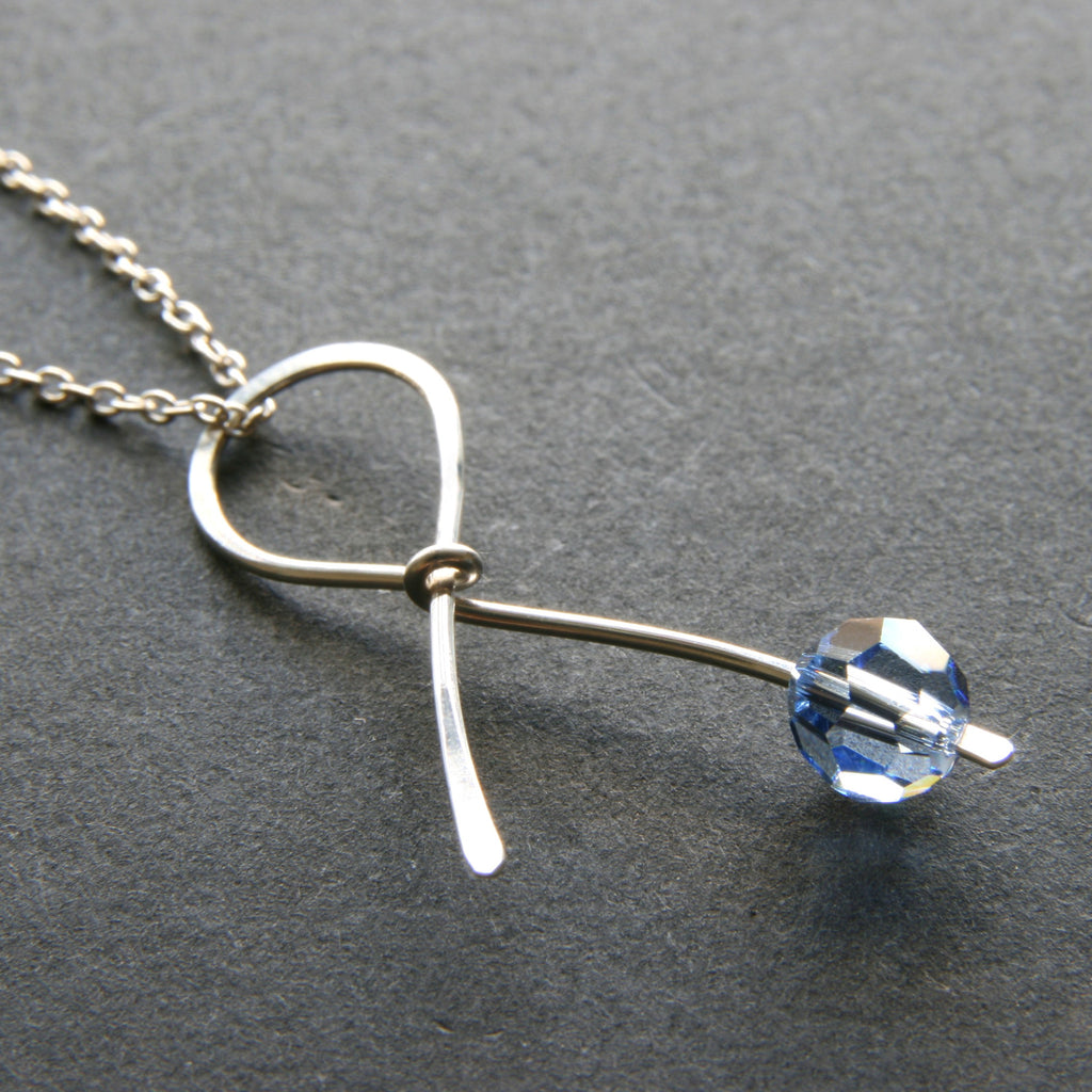 blue ribbon necklace gift for survivor patient