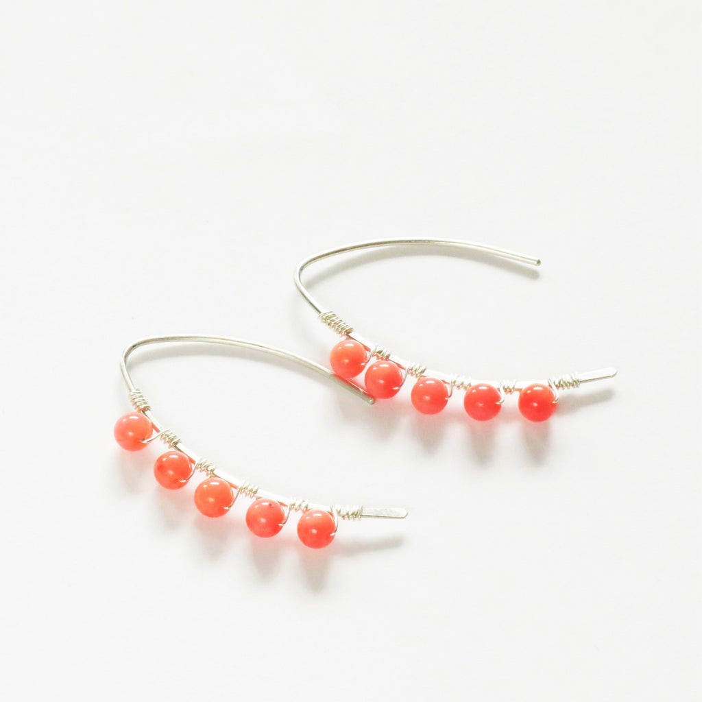 coral mini curve earrings