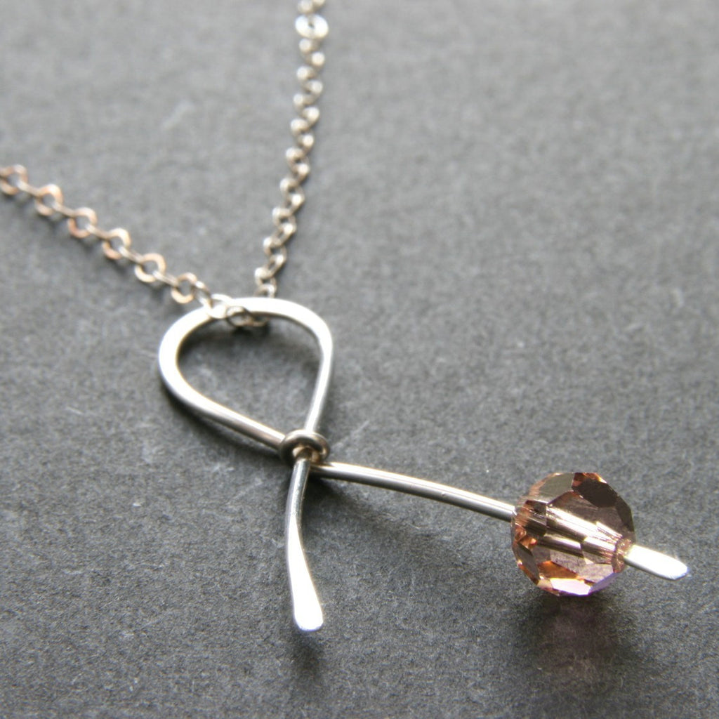 peach ribbon necklace uterine cancer survivor gifts