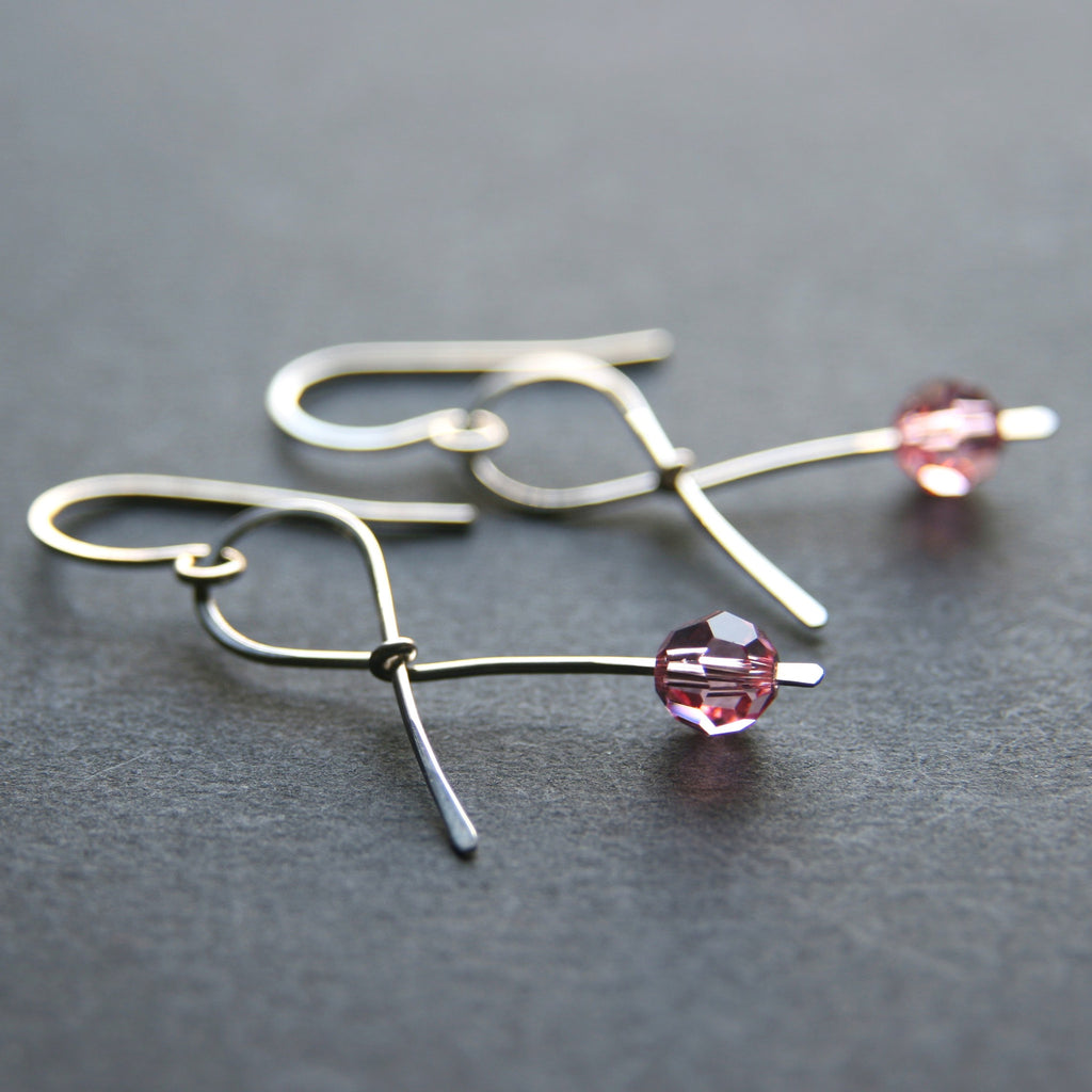 pink ribbon earrings gift for breast cancer survivor patient