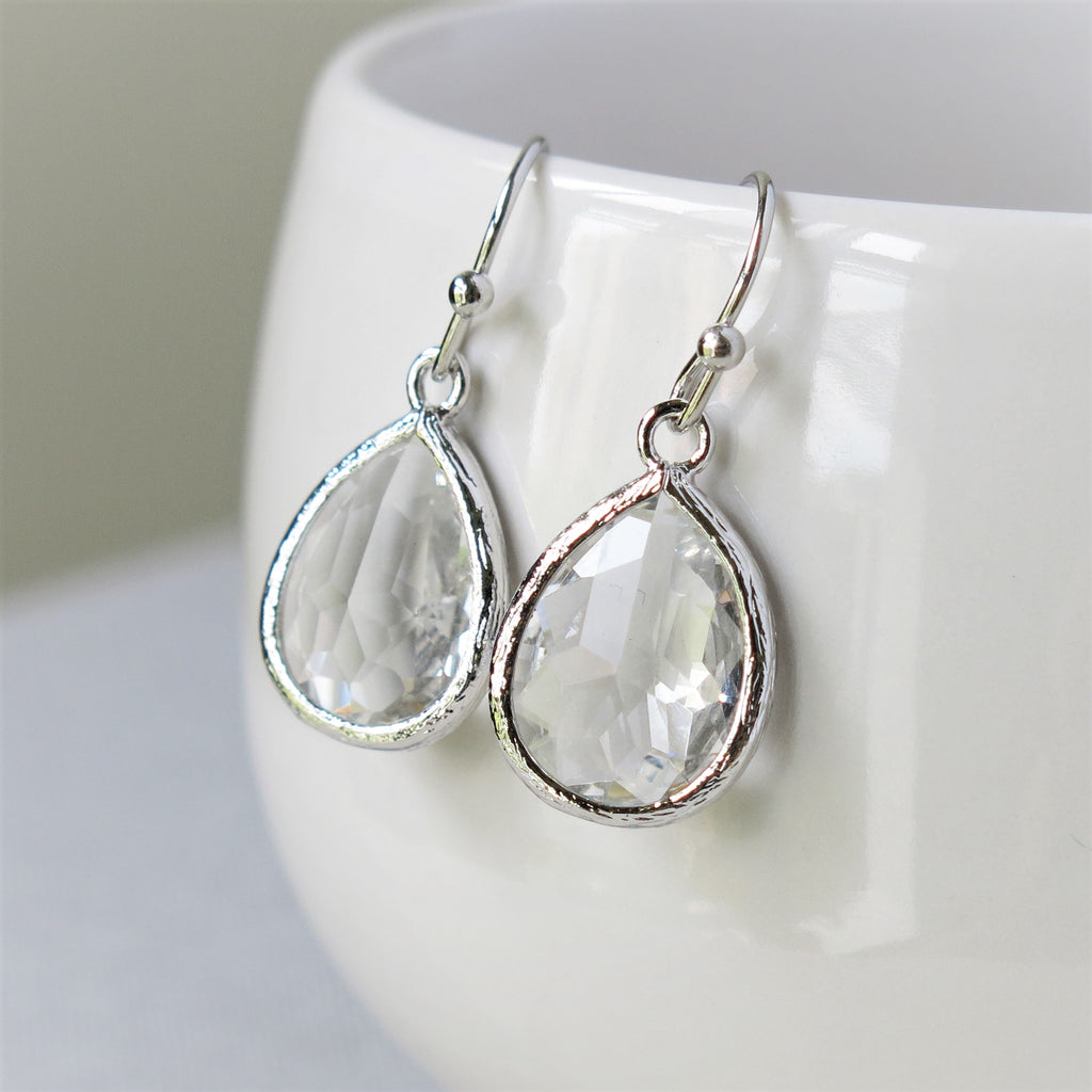 Silver Crystal Drop Earrings #2
