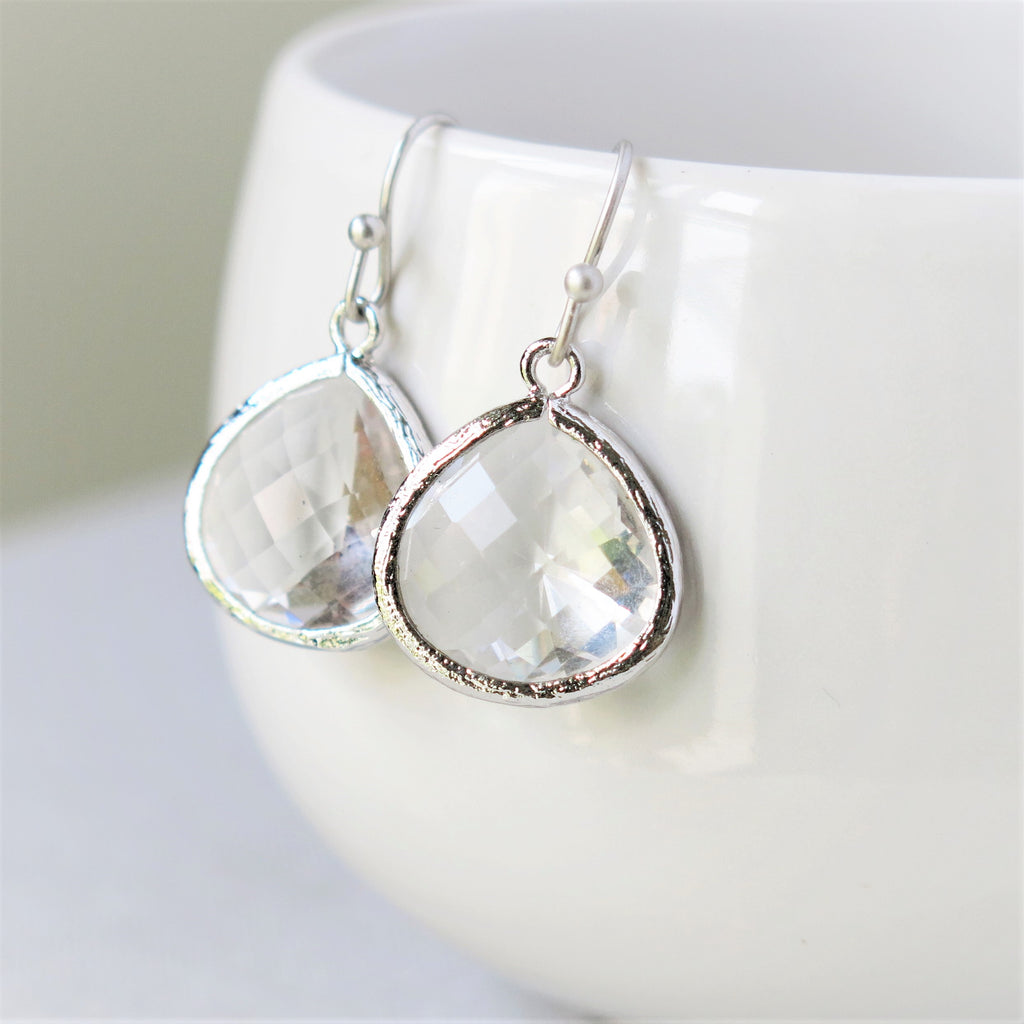 Silver Crystal Drop Earrings #1