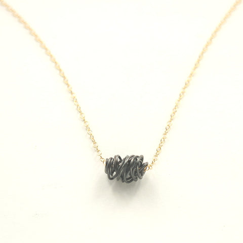 SIMPLI . Mixed Metal Tiny Necklace (black on gold)