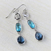 Silver Long Earrings - drops of blue